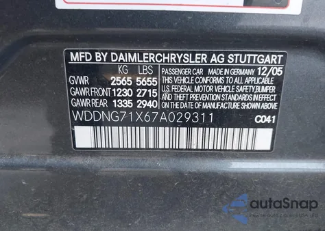 2007 Mercedes-Benz S 550 from USA, damaged, VIN WDDNG71X67A029311